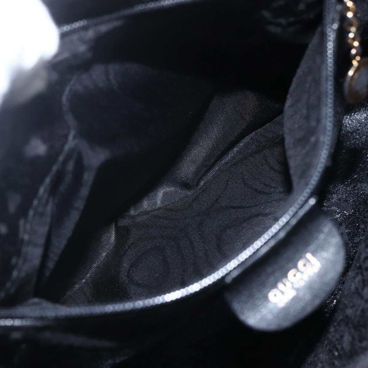 GUCCI Bamboo Hand Bag Leather Black Gold 000 122 029 Auth bs31432