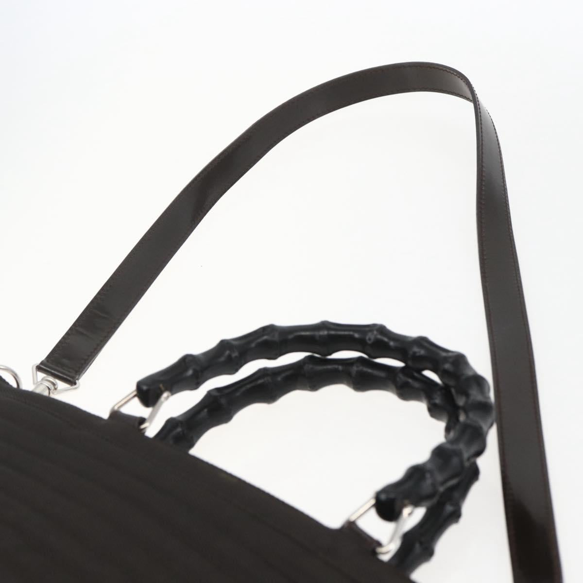 GUCCI Bamboo Hand Bag Canvas 2way Black Silver 000 1998 0588 Auth bs31433