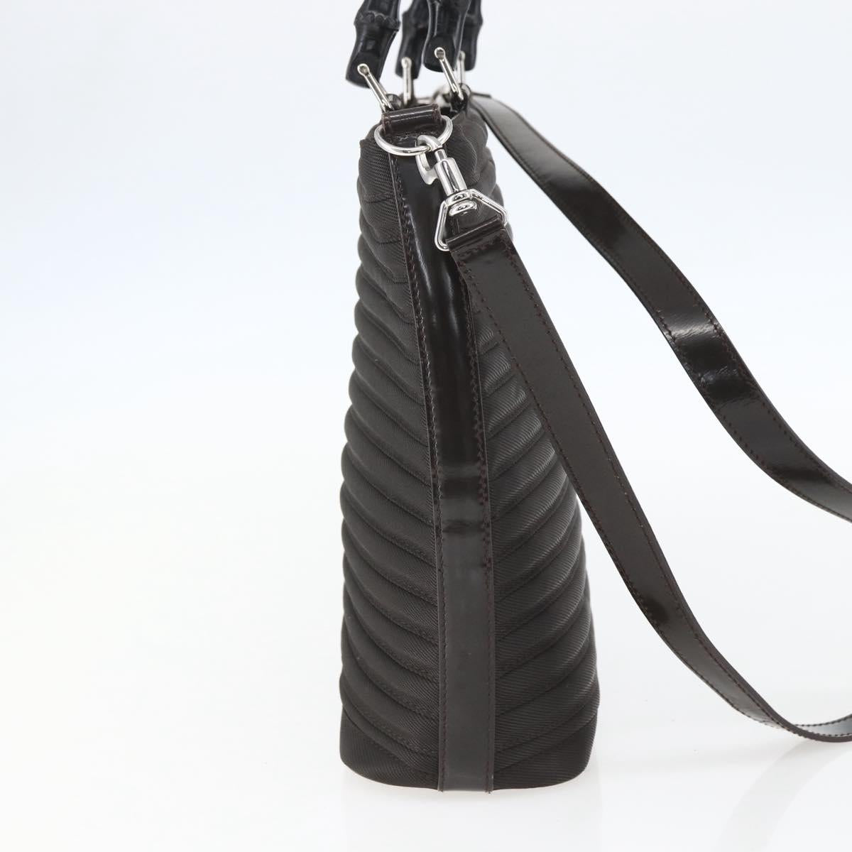 GUCCI Bamboo Hand Bag Canvas 2way Black Silver 000 1998 0588 Auth bs31433