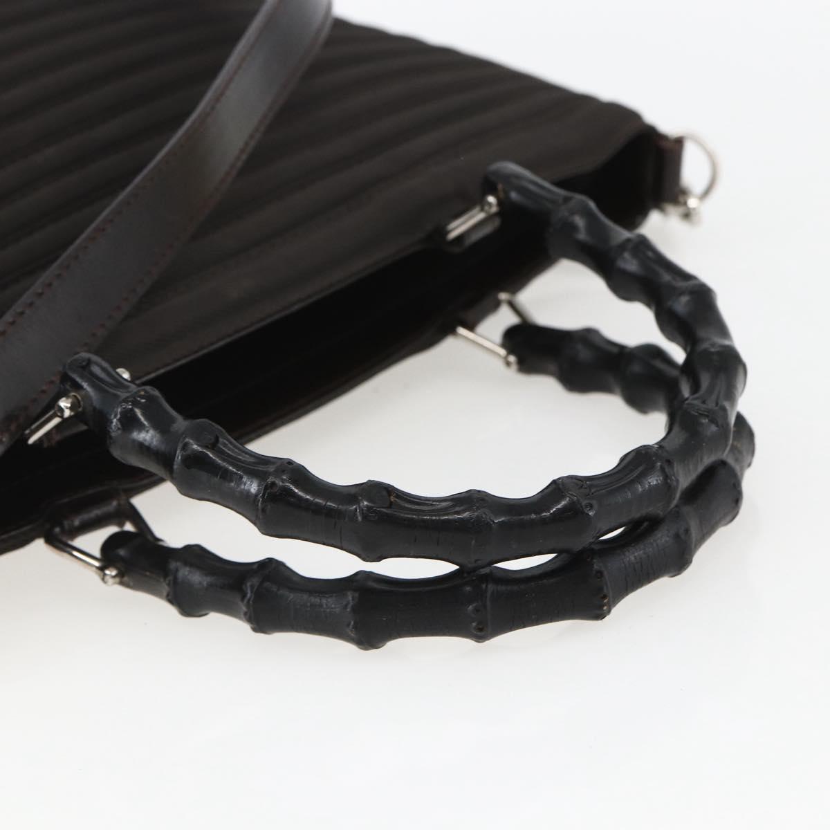 GUCCI Bamboo Hand Bag Canvas 2way Black Silver 000 1998 0588 Auth bs31433