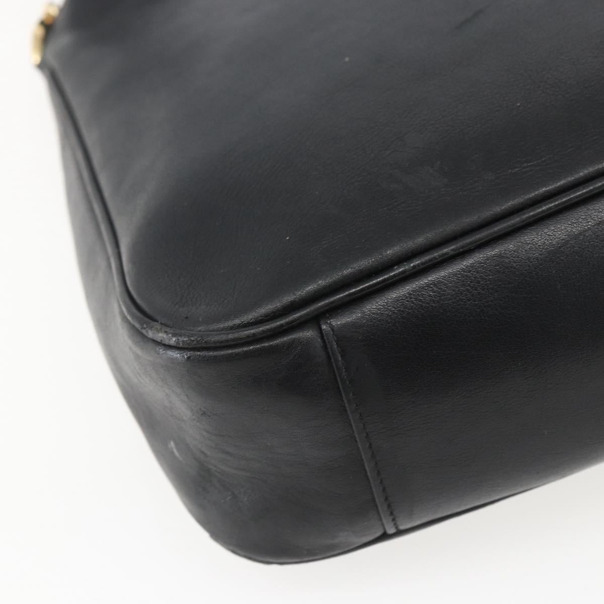 GUCCI Bamboo Shoulder Bag Leather 2way Black Gold 001 1638 Auth bs31435