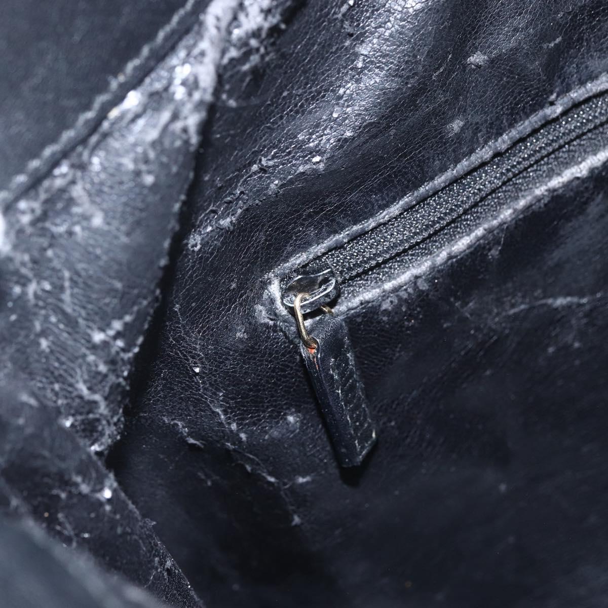 GUCCI Bamboo Shoulder Bag Leather 2way Black Gold 001 1638 Auth bs31435