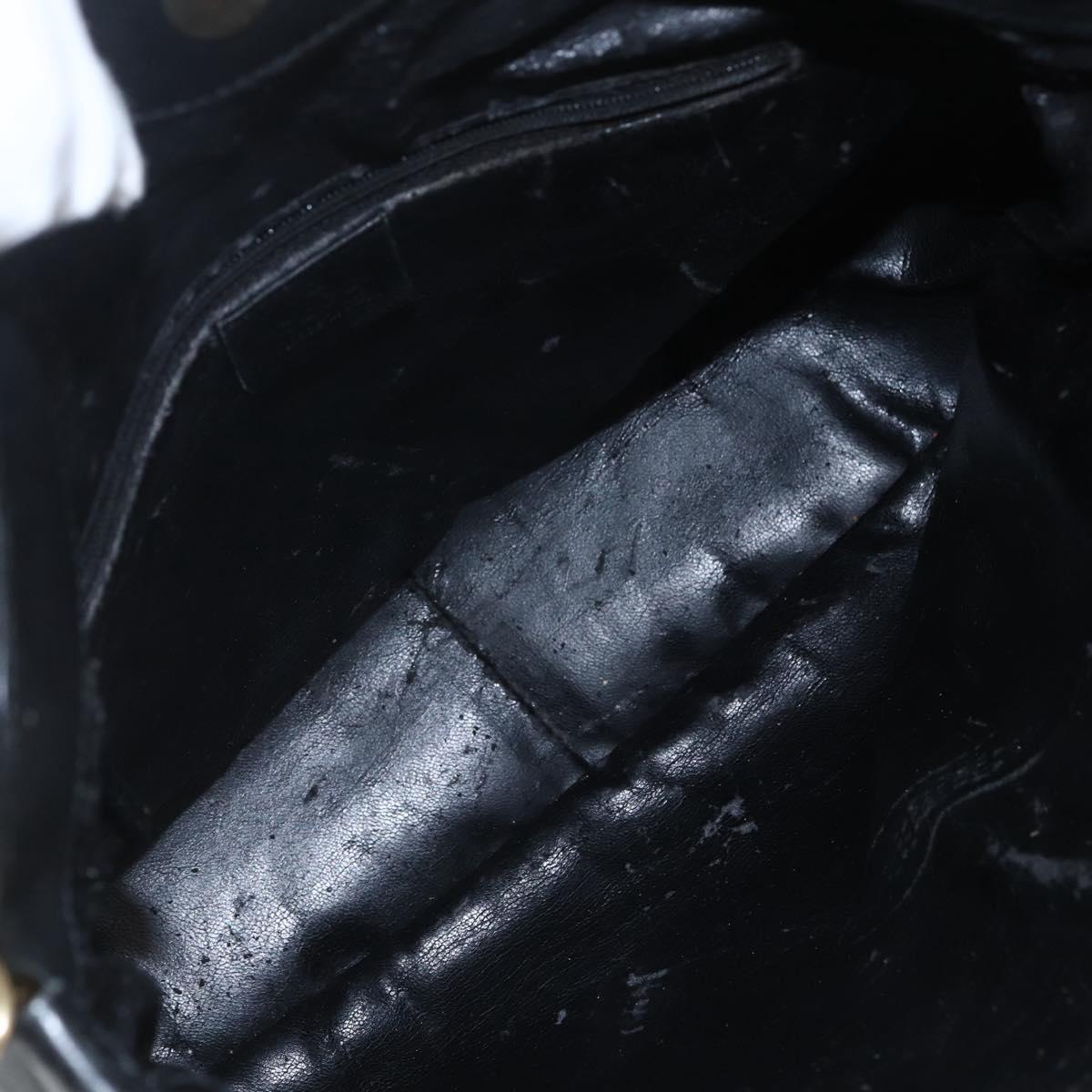 GUCCI Bamboo Shoulder Bag Leather 2way Black Gold 001 1638 Auth bs31435