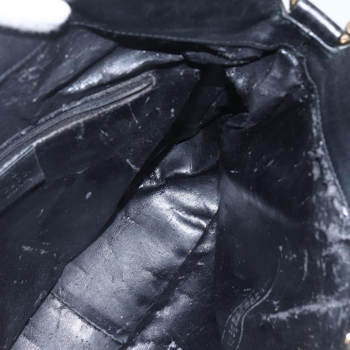 GUCCI Bamboo Shoulder Bag Leather 2way Black Gold 001 1638 Auth bs31435