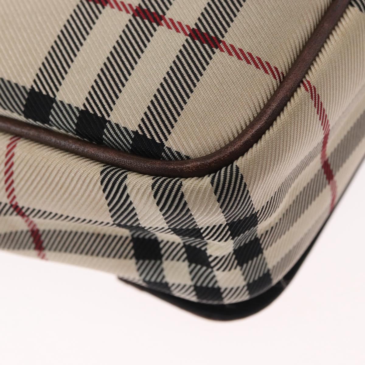 BURBERRY Nova Check Shoulder Bag Nylon Beige Silver Auth bs31436