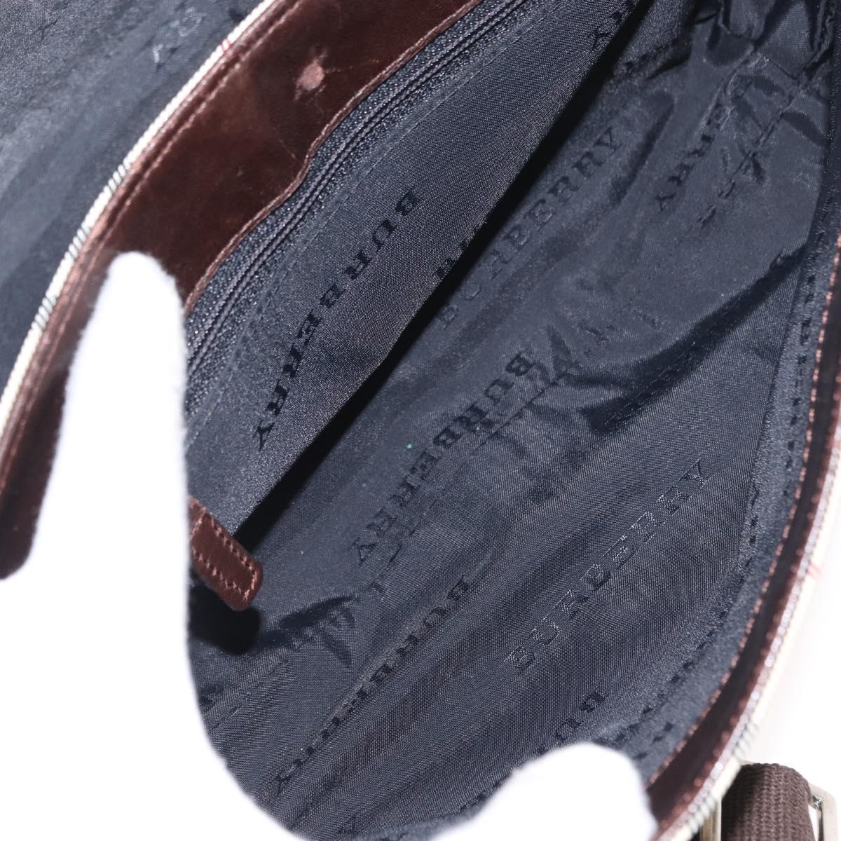 BURBERRY Nova Check Shoulder Bag Nylon Beige Silver Auth bs31436