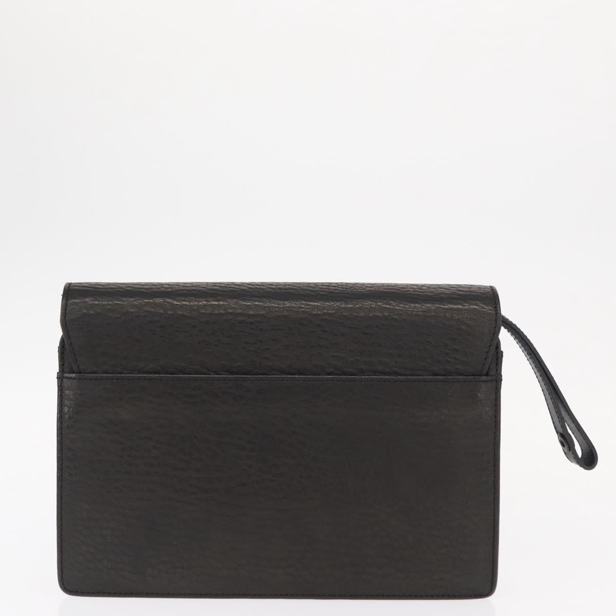 Burberrys Clutch Bag Leather 2 Set Black Gold Auth bs31437