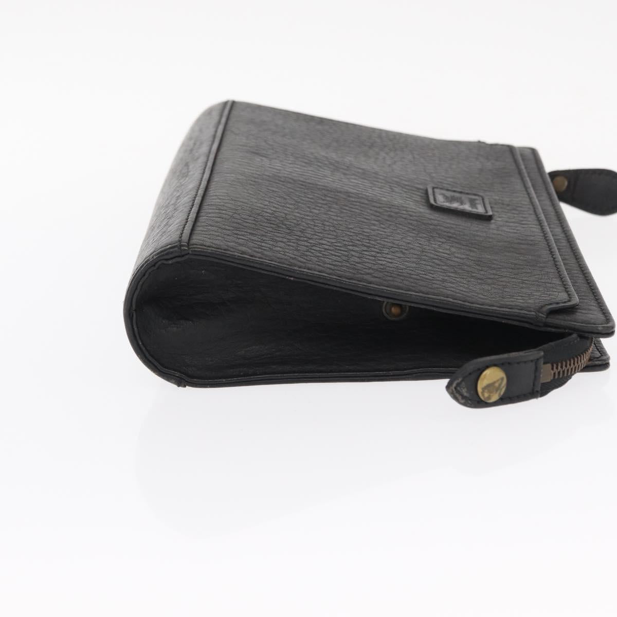 Burberrys Clutch Bag Leather 2 Set Black Gold Auth bs31437