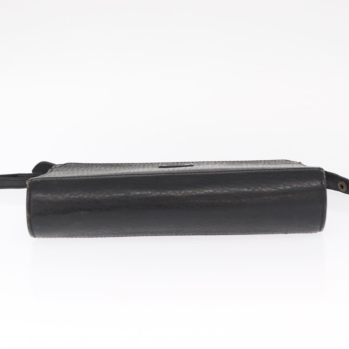 Burberrys Clutch Bag Leather 2 Set Black Gold Auth bs31437