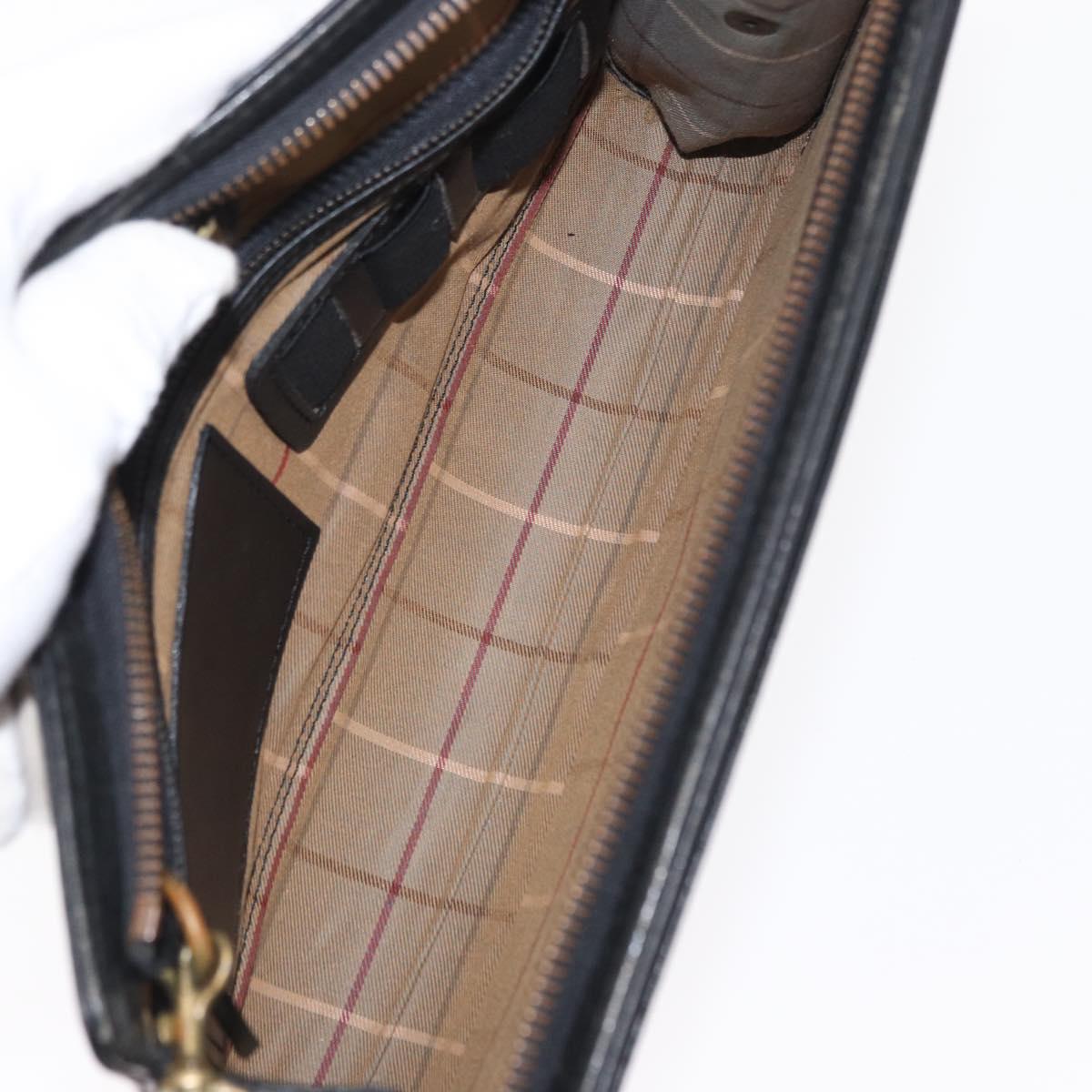 Burberrys Clutch Bag Leather 2 Set Black Gold Auth bs31437