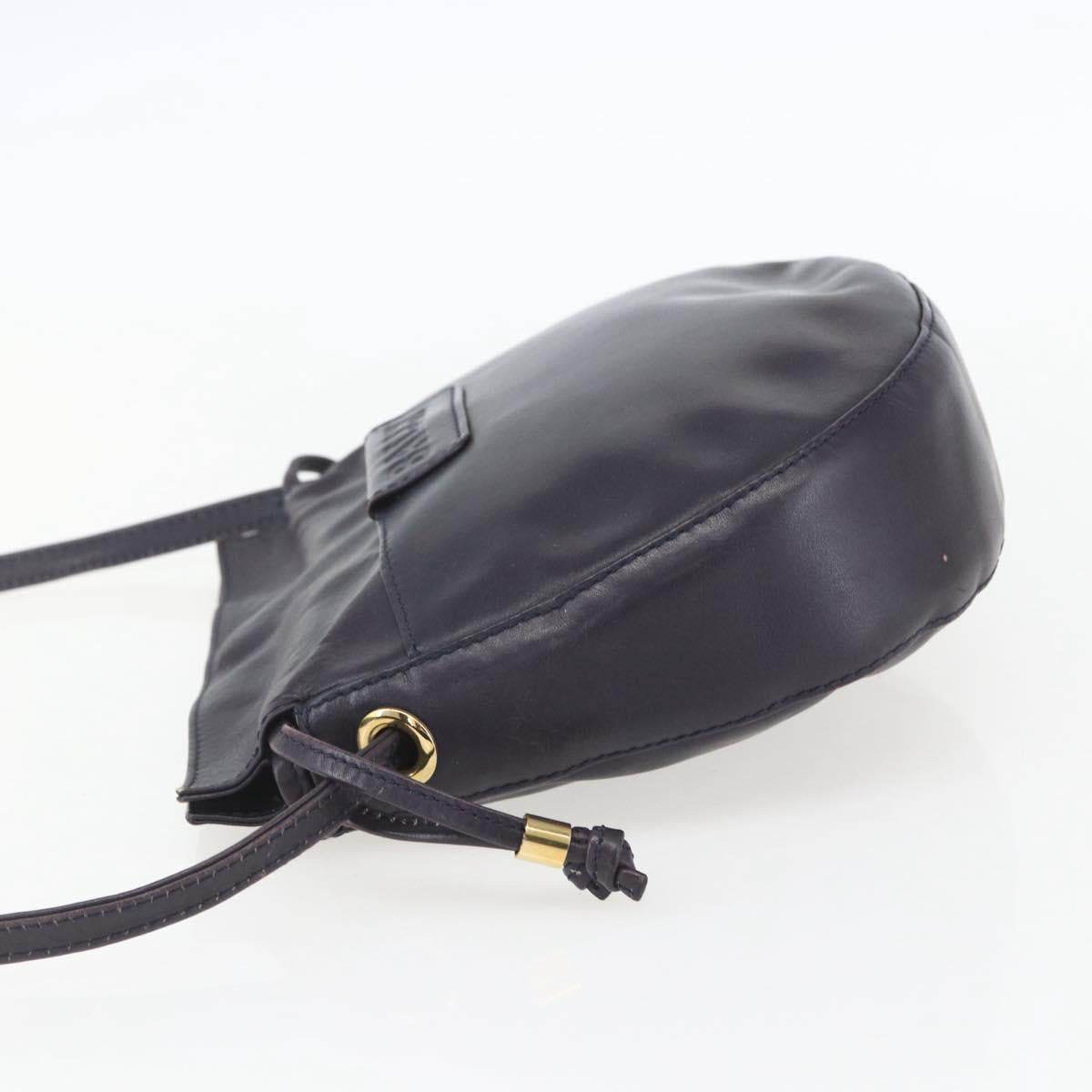 BALLY Shoulder Bag Leather Purple Gold Auth bs31439