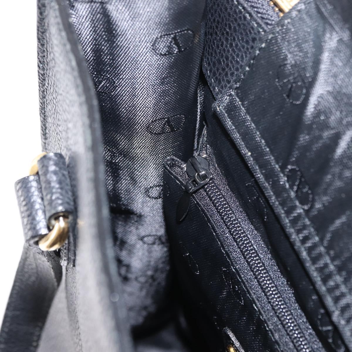 VALENTINO Shoulder Bag Leather Black Gold Auth bs31441