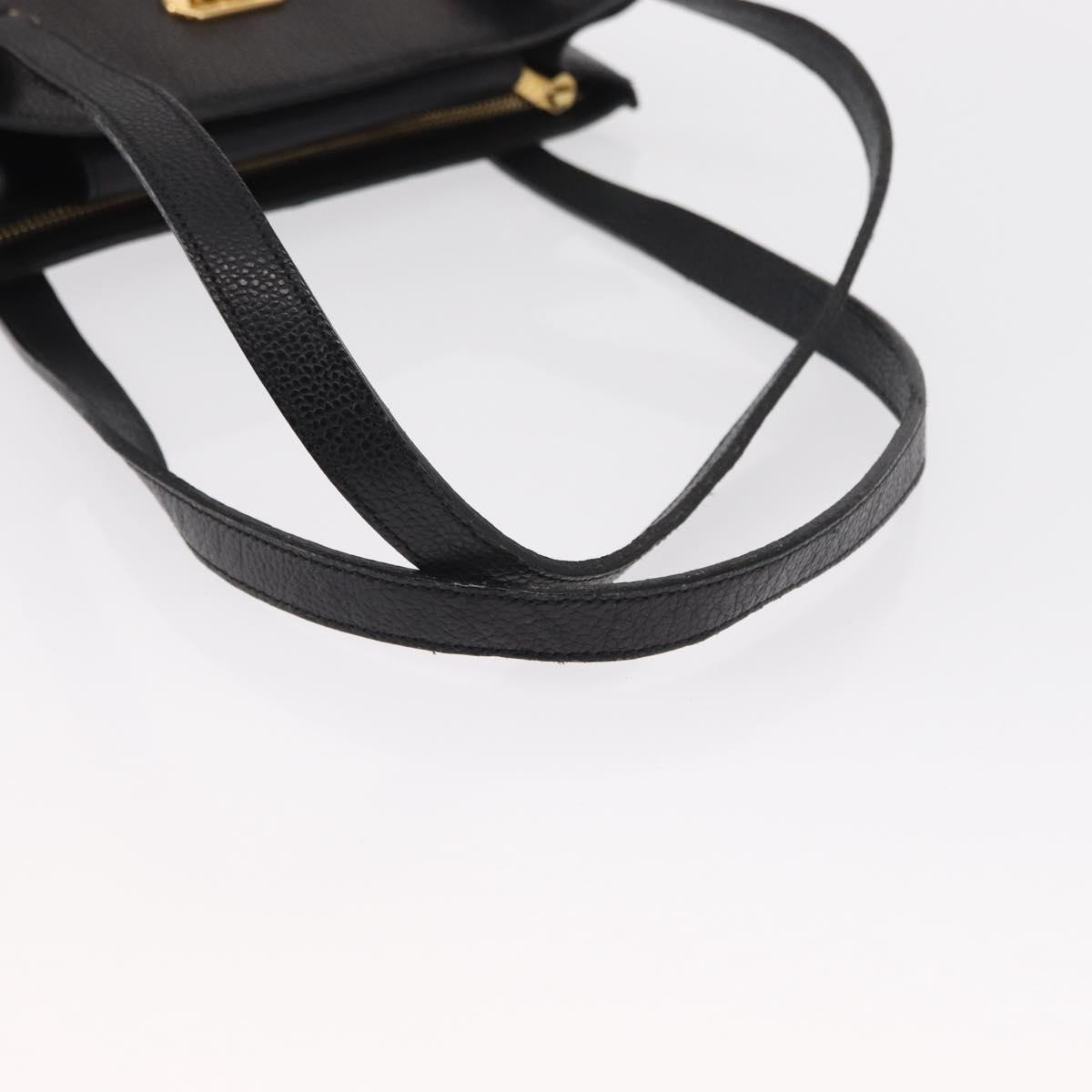 VALENTINO Shoulder Bag Leather Black Gold Auth bs31441