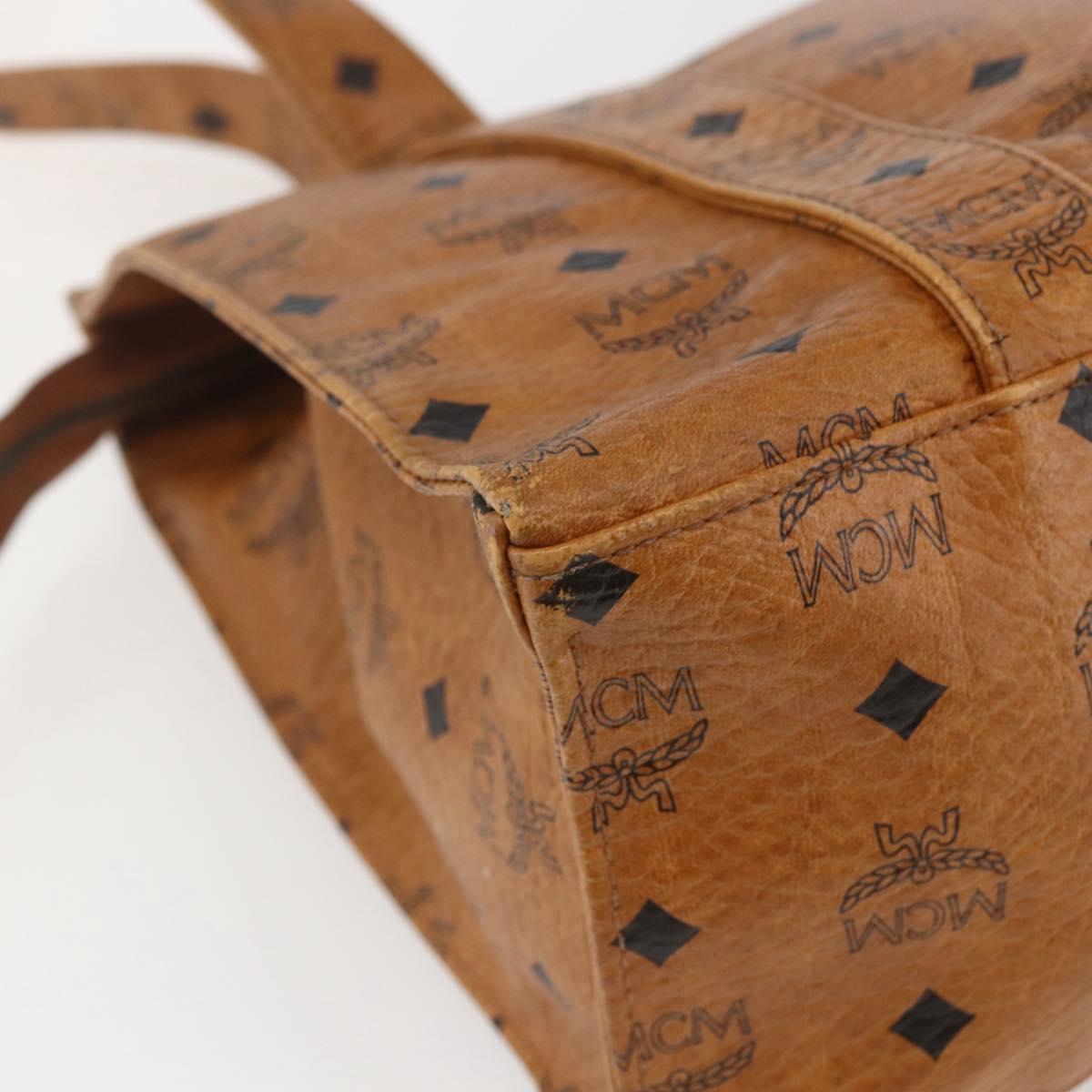 MCM Logogram Vicetos Tote Bag PVC Leather Brown Gold Auth bs31442