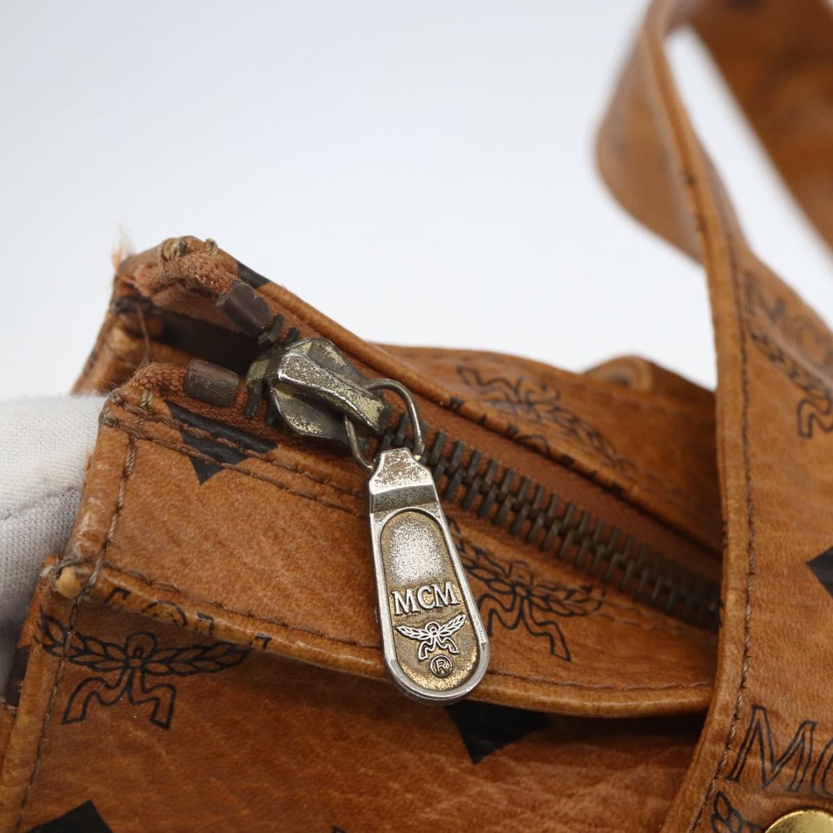 MCM Logogram Vicetos Tote Bag PVC Leather Brown Gold Auth bs31442