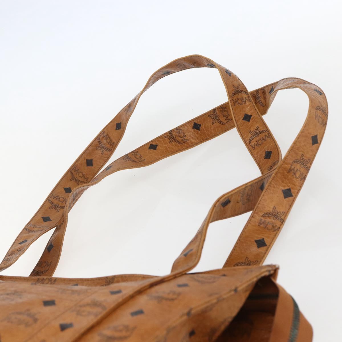 MCM Logogram Vicetos Tote Bag PVC Leather Brown Gold Auth bs31442