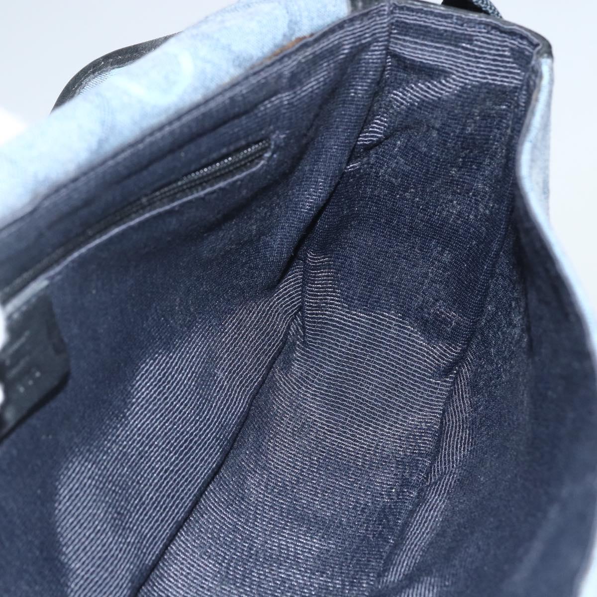 Salvatore Ferragamo Gancini Shoulder Bag Canvas Blue Gold Auth bs31443