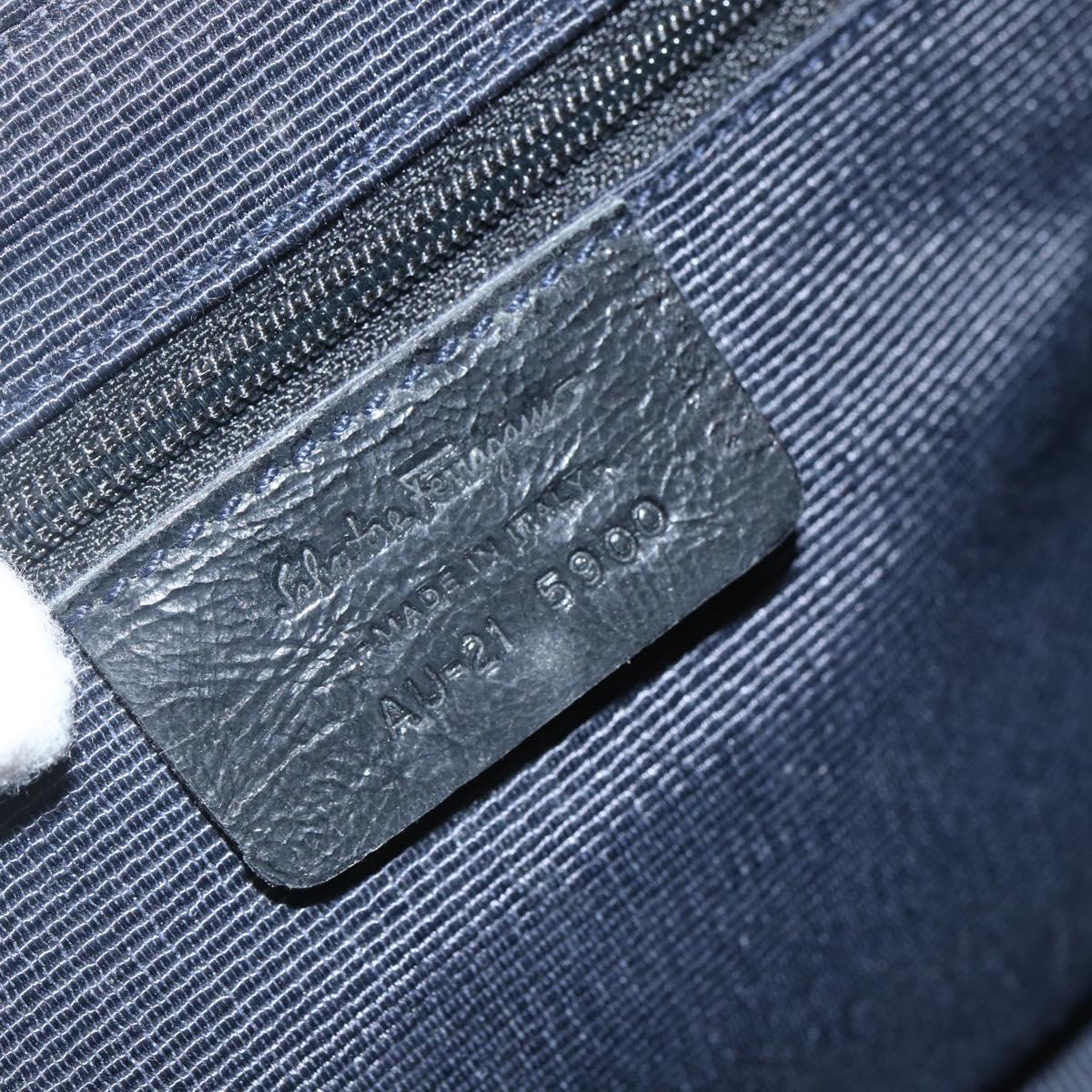 Salvatore Ferragamo Gancini Shoulder Bag Canvas Blue Gold Auth bs31443