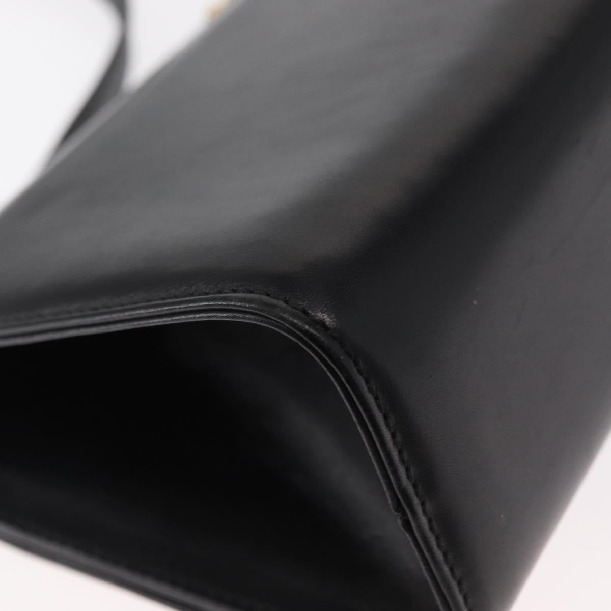 Salvatore Ferragamo Gancini Shoulder Bag Leather Black Gold Auth bs31444