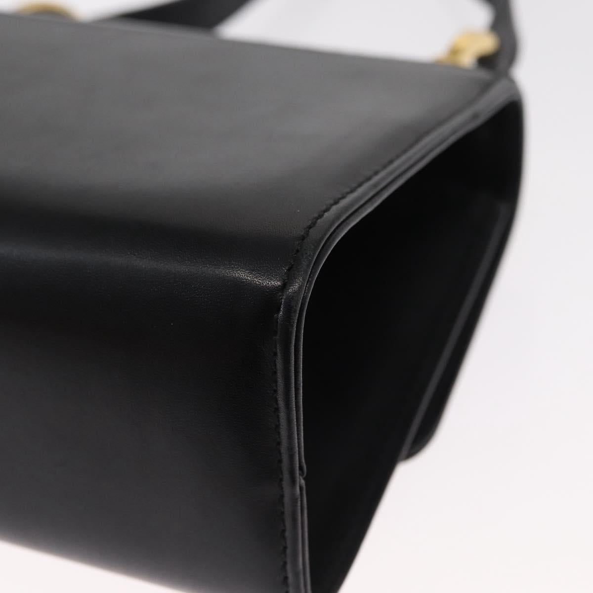 Salvatore Ferragamo Gancini Shoulder Bag Leather Black Gold Auth bs31444