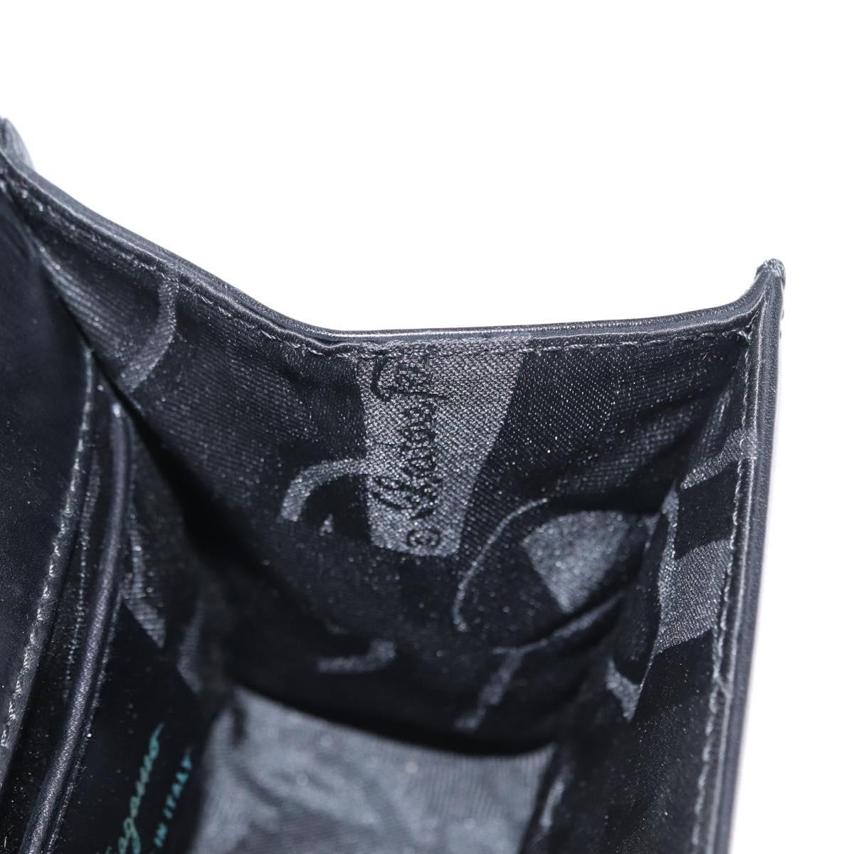 Salvatore Ferragamo Gancini Shoulder Bag Leather Black Gold Auth bs31444