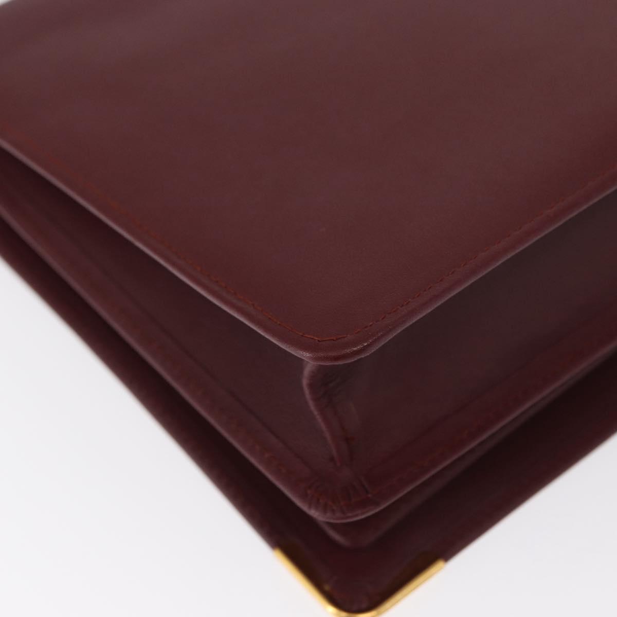CARTIER Must Line Clutch Bag Leather Bordeaux Gold Auth bs31445