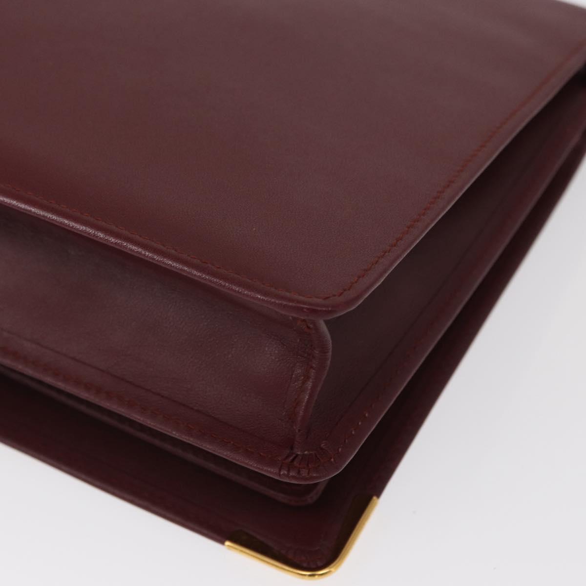 CARTIER Must Line Clutch Bag Leather Bordeaux Gold Auth bs31445