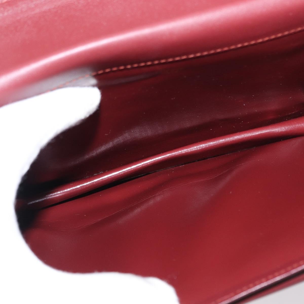 CARTIER Must Line Clutch Bag Leather Bordeaux Gold Auth bs31445