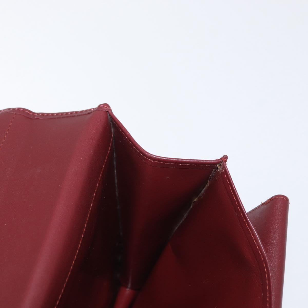 CARTIER Must Line Clutch Bag Leather Bordeaux Gold Auth bs31445