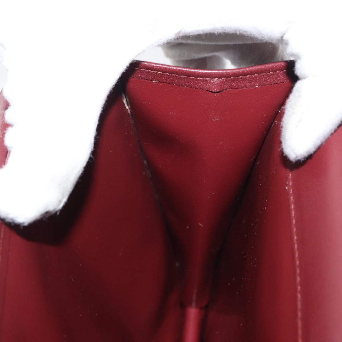 CARTIER Must Line Clutch Bag Leather Bordeaux Gold Auth bs31445