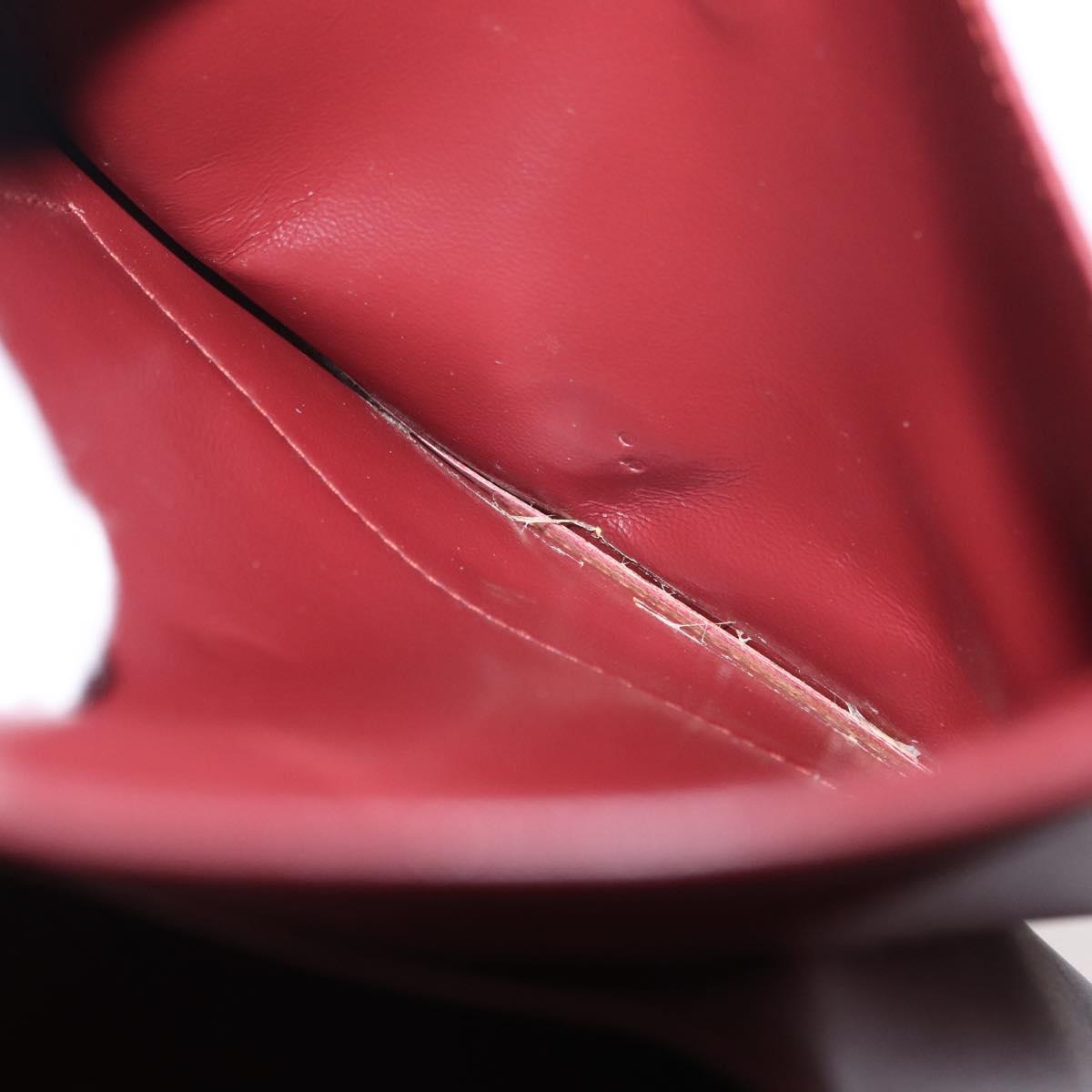 CARTIER Must Line Clutch Bag Leather Bordeaux Gold Auth bs31445