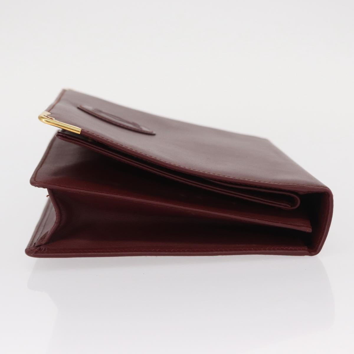 CARTIER Must Line Clutch Bag Leather Bordeaux Gold Auth bs31445