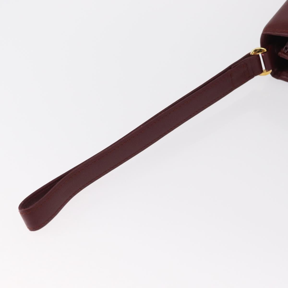 CARTIER Must Line Clutch Bag Leather Bordeaux Gold Auth bs31445