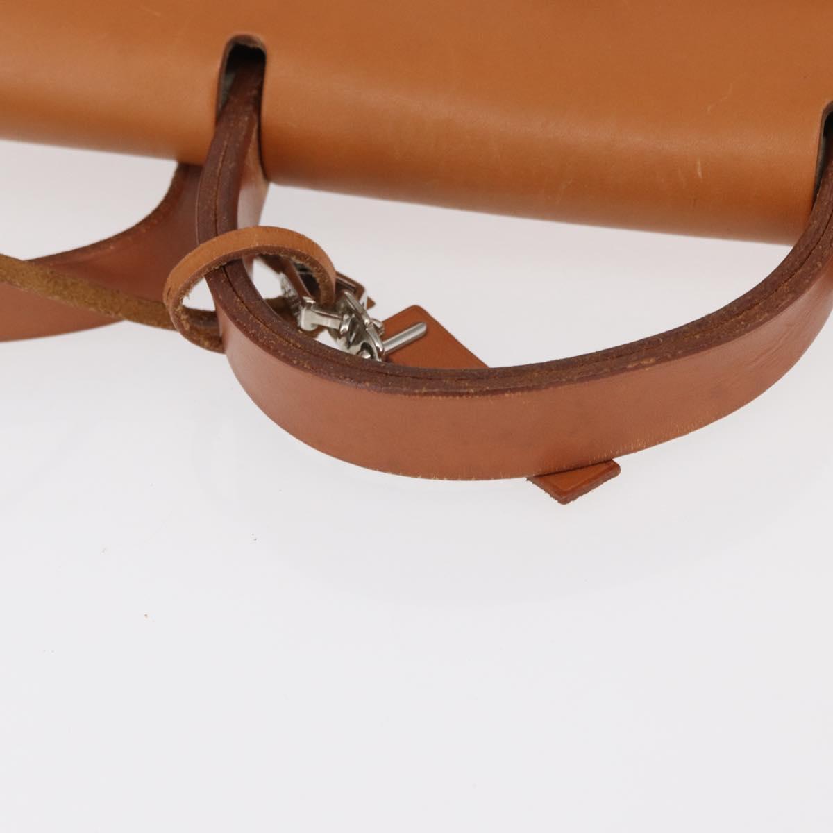 HERMES Herbag Backpack Canvas Leather Beige Silver Auth bs31446