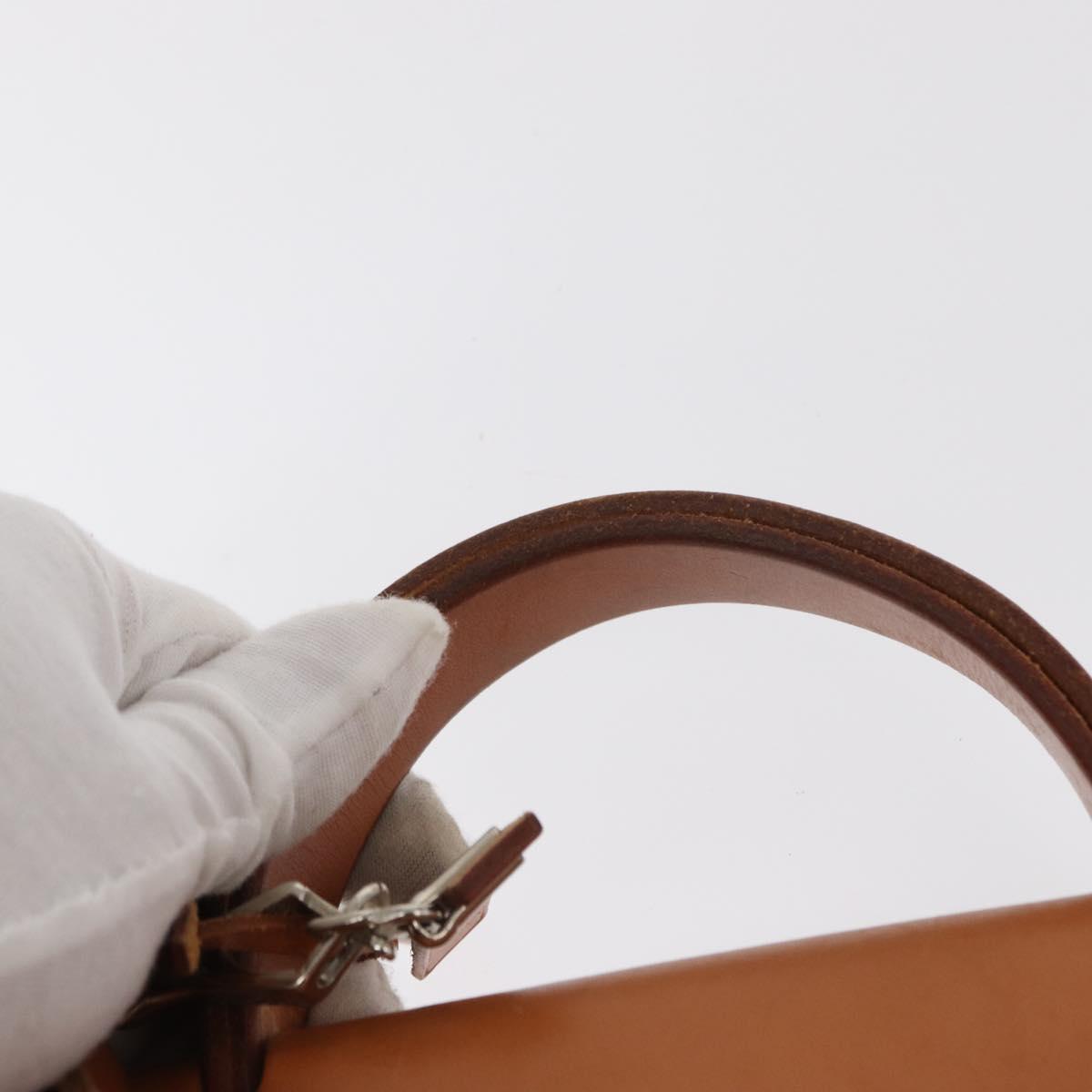 HERMES Herbag Backpack Canvas Leather Beige Silver Auth bs31446