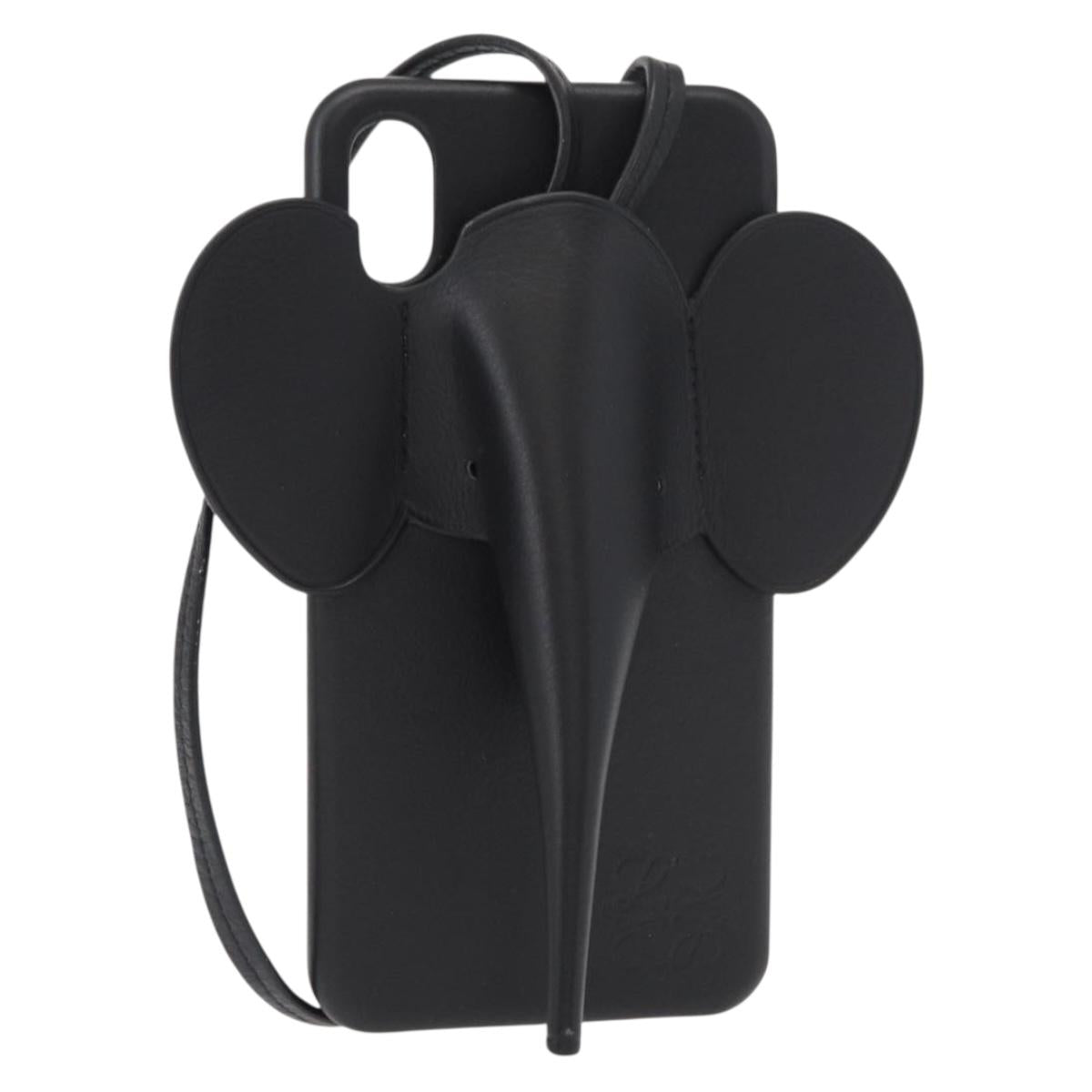 LOEWE iPhone Case Leather Black Auth bs31448