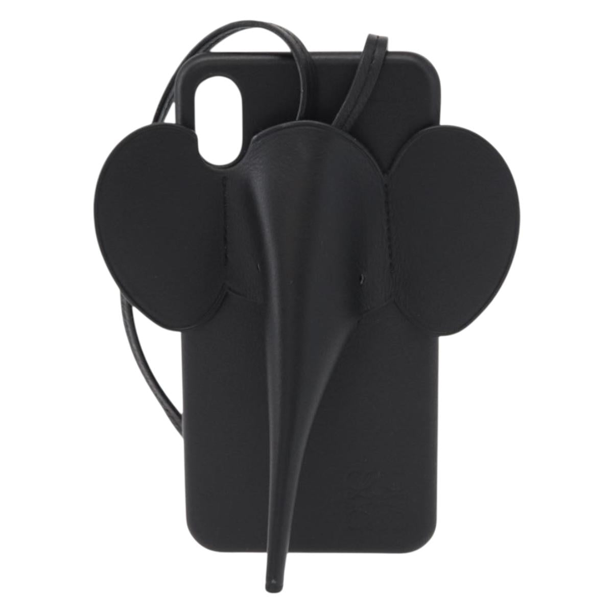 LOEWE iPhone Case Leather Black Auth bs31448