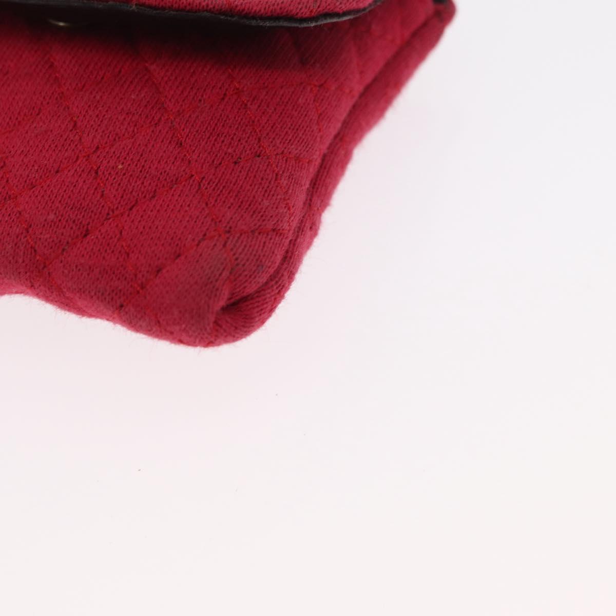 CHANEL Mini Matelasse Chain Pouch Cotton Pink Gold CC Auth bs31450