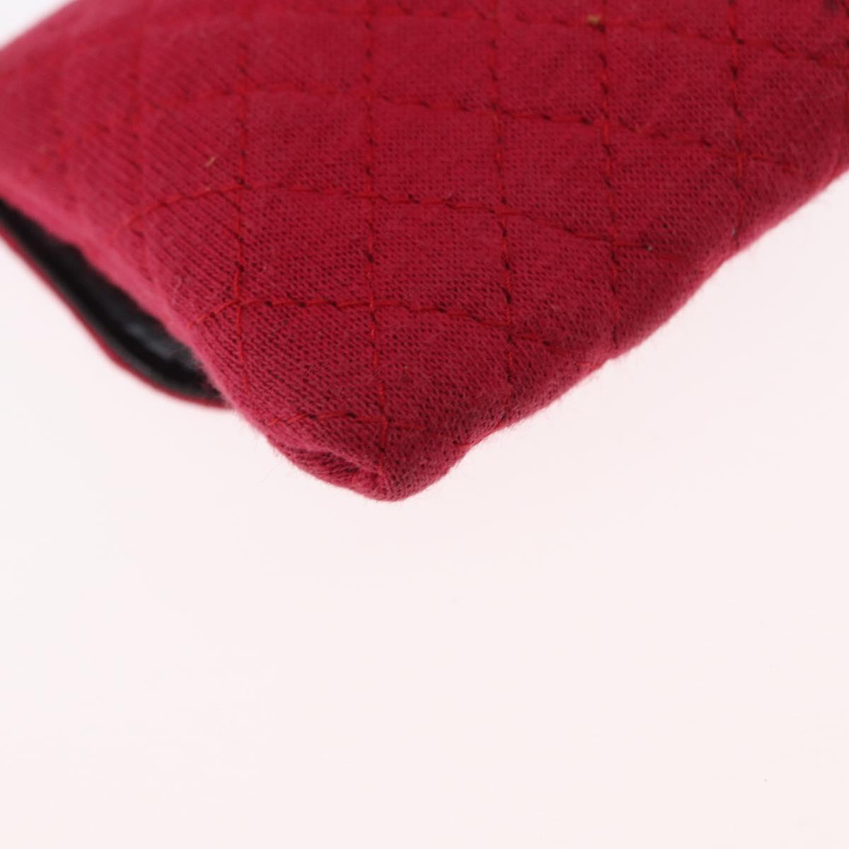 CHANEL Mini Matelasse Chain Pouch Cotton Pink Gold CC Auth bs31450