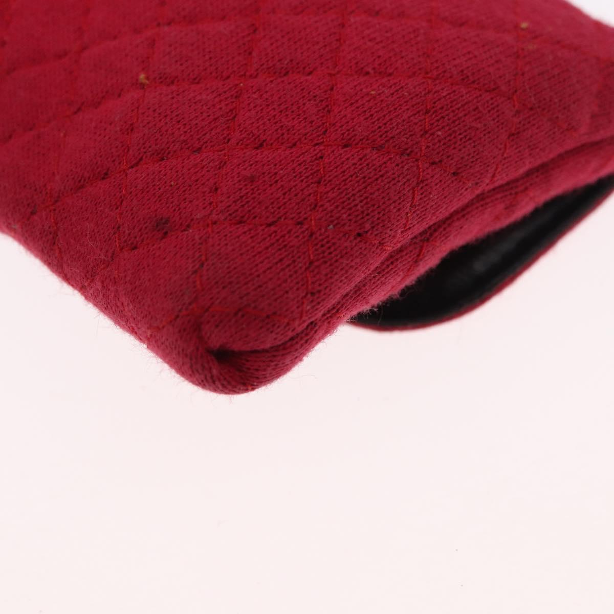 CHANEL Mini Matelasse Chain Pouch Cotton Pink Gold CC Auth bs31450