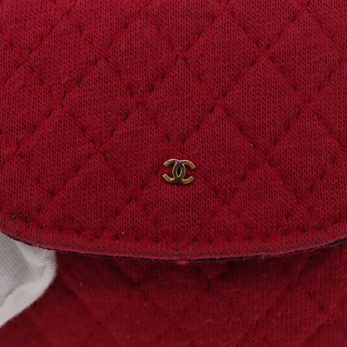 CHANEL Mini Matelasse Chain Pouch Cotton Pink Gold CC Auth bs31450