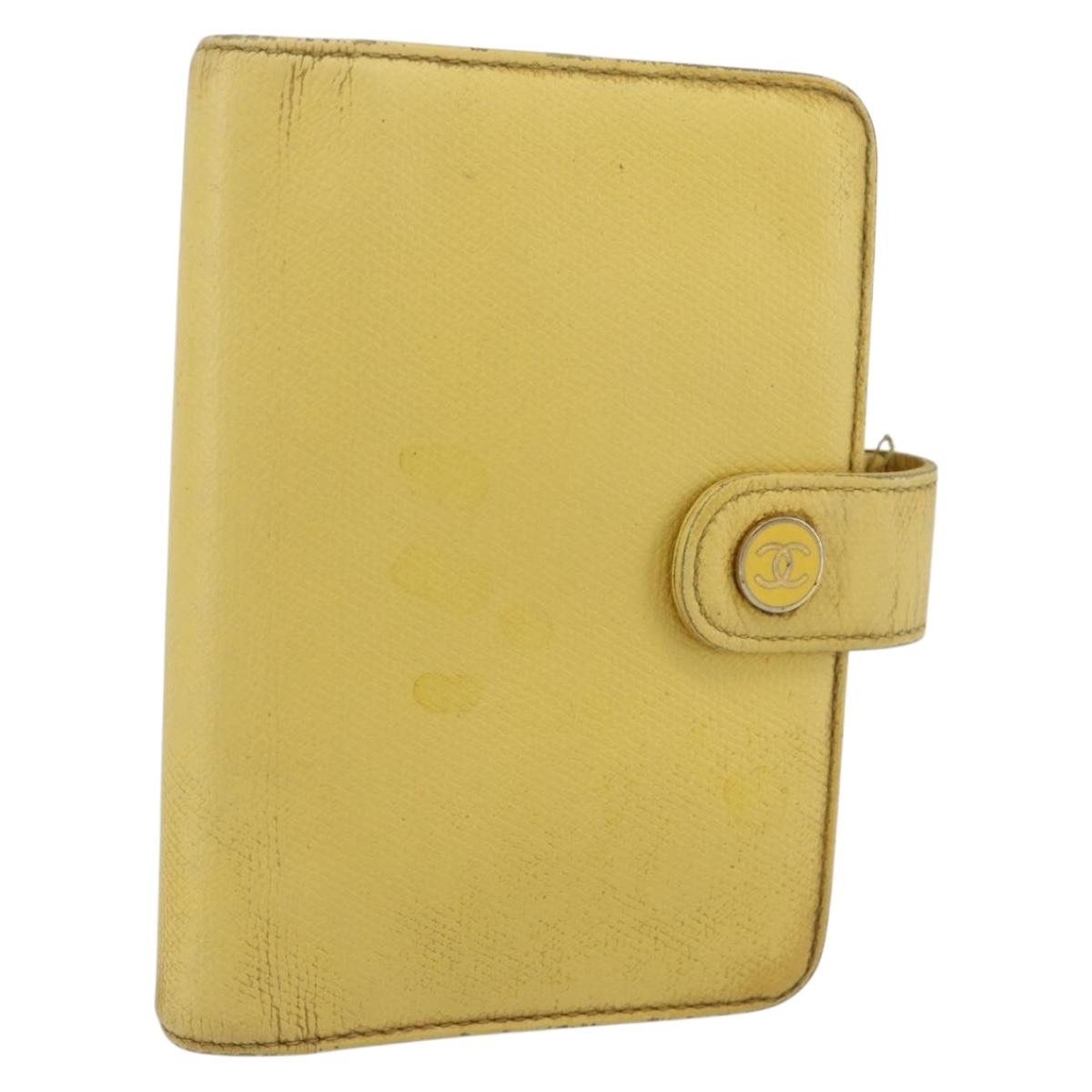 CHANEL Agenda Day Planner Cover Caviar Skin Yellow Gold CC Auth bs31454