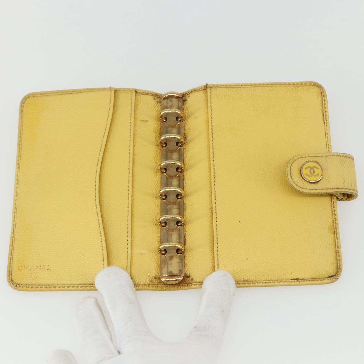 CHANEL Agenda Day Planner Cover Caviar Skin Yellow Gold CC Auth bs31454