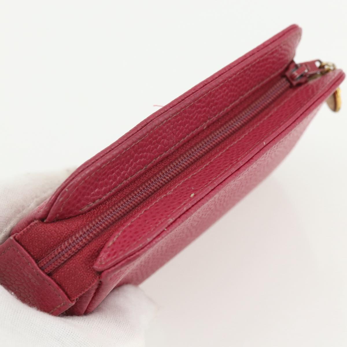 CHANEL Pouch Caviar Skin Pink Gold CC Auth bs31455