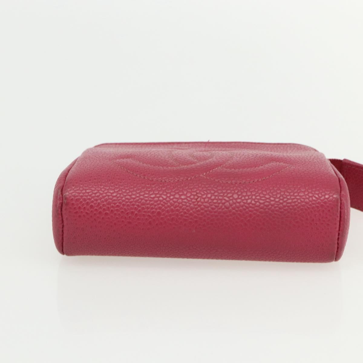 CHANEL Pouch Caviar Skin Pink Gold CC Auth bs31455