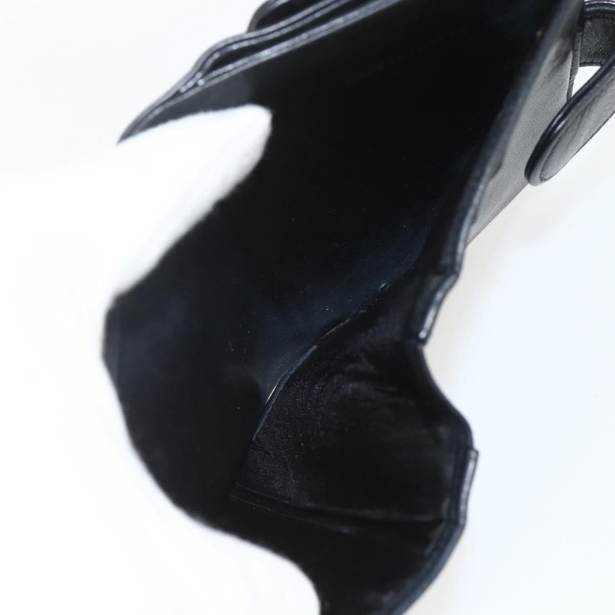 CHANEL Bifold Wallet Caviar Skin Black Gold CC Auth bs31459