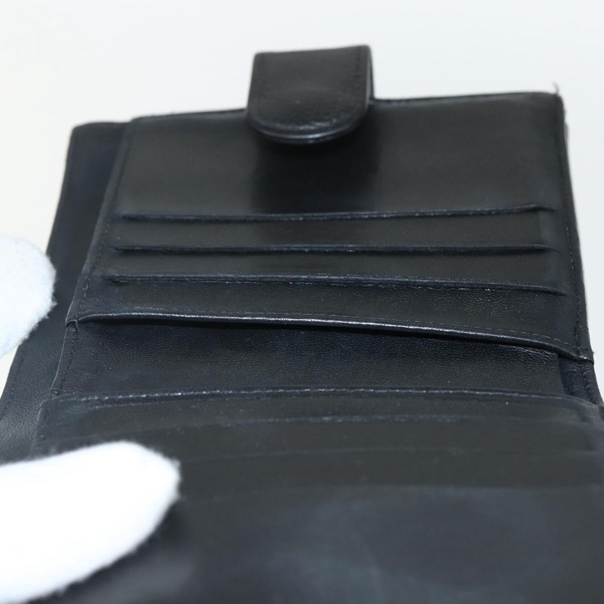 CHANEL Bifold Wallet Caviar Skin Black Gold CC Auth bs31459