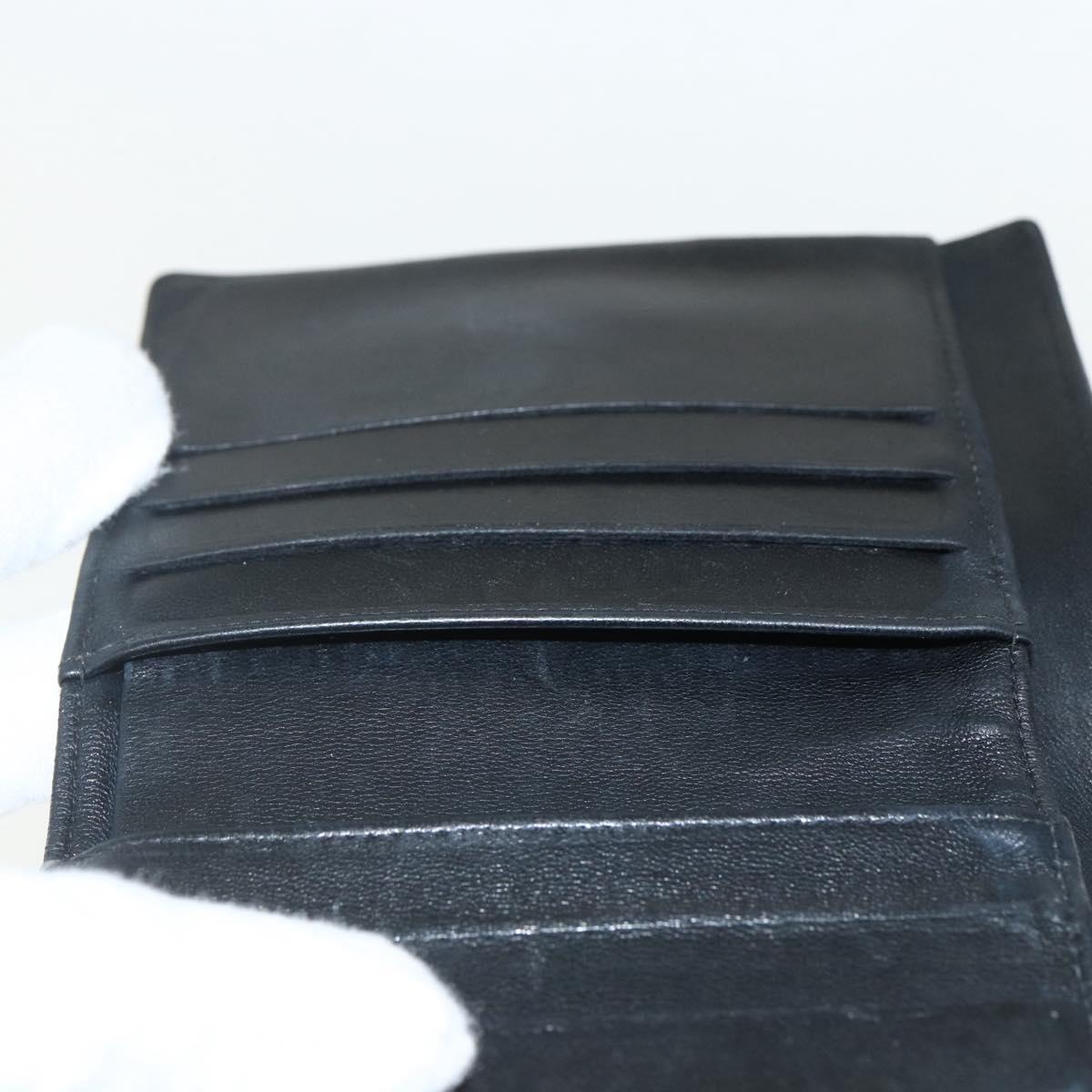 CHANEL Bifold Wallet Caviar Skin Black Gold CC Auth bs31459