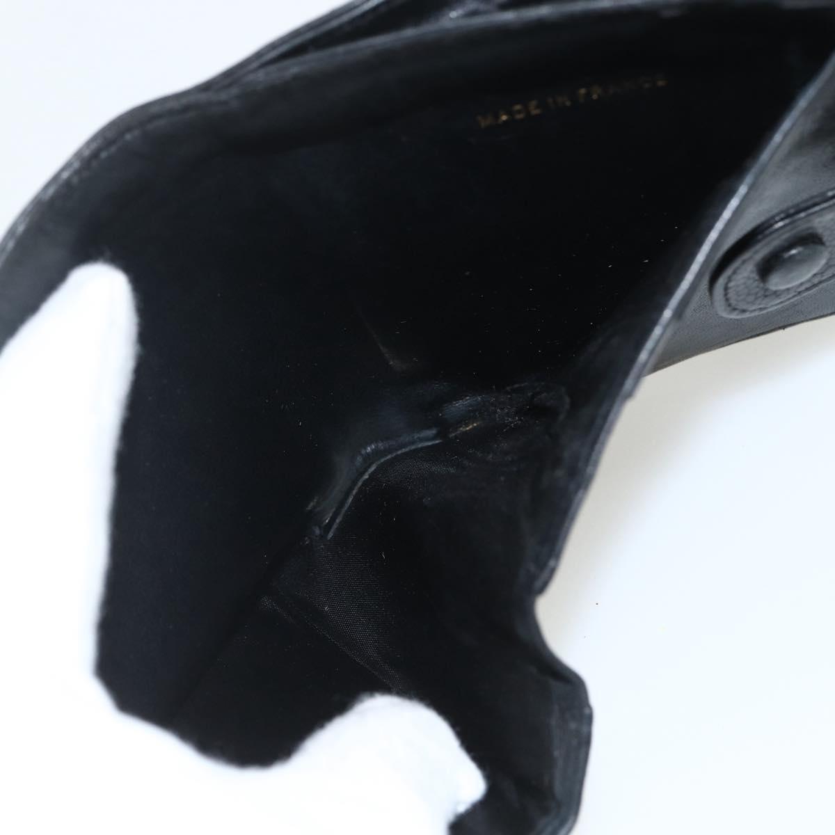 CHANEL Bifold Wallet Caviar Skin Black Gold CC Auth bs31460