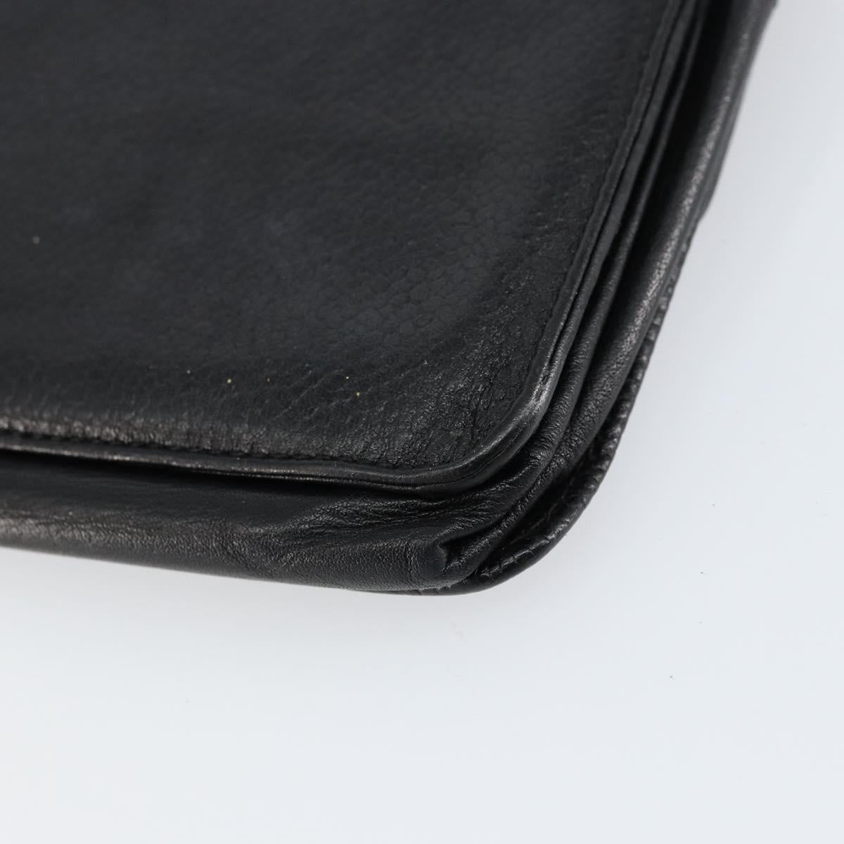 CHANEL COCO Mark Long Wallet Caviar Skin Black Gold CC Auth bs31461